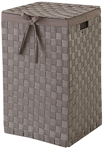 Compactor con espacio de almacenamiento 30 cm cinturón Tex rayón cesta para la ropa sucia con tapa y lino en el interior, marrón Compactor con espacio de almacenamiento 30 cm cinturón Tex rayón cesta para la ropa sucia con tapa y lino en el interior, marrón
