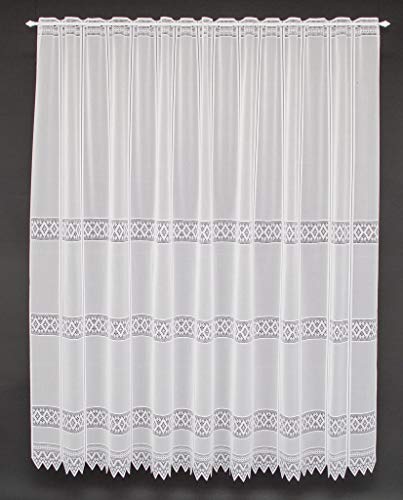 Cortina de media altura jacquard gráficamente altura 180 cm | Ancho de la cortina seleccionable por la cantidad comprada en pasos de 13 cm | Color: blanco | Cortinas cocina