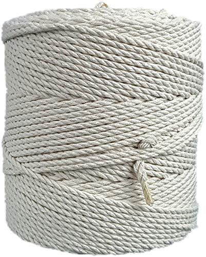 Cuerda de macramé de algodón natural de 4 mm x 260m cuerda para colgar plantas