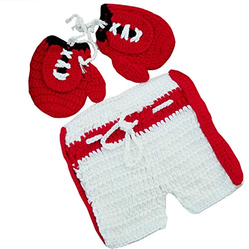 DaMohony Disfraz de ganchillo para recién nacido, guantes de boxeo de punto para bebés de 0 a 3 meses DaMohony Disfraz de ganchillo para recién nacido, guantes de boxeo de punto para bebés de 0 a 3 meses