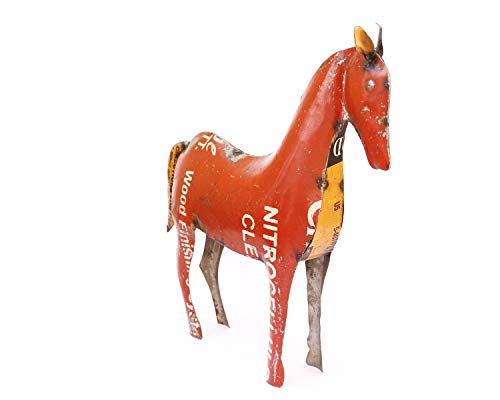 De Kulture™ Figura de caballo de hierro reciclado 10.5 x 2.5 x 11 pulgadas (multicolor)