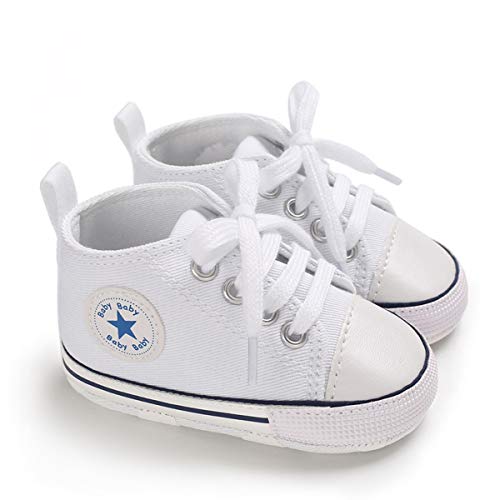 DEBAIJIA Bebé Primeros Pasos Zapatos de Lona 12-18M Niños Alpargata Suave Antideslizante Ligero Slip-on 20 EU Blanco (Tamaño Etiqueta-3)
