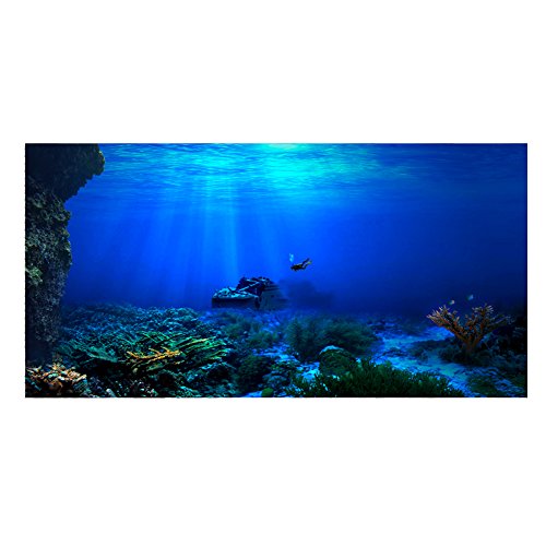 Decoración de fondo de acuario con imágenes 3D efecto PVC adhesivo para decoración de fondo, decoración de fondo, papel adhesivo adhesivo (76 x 46 cm)