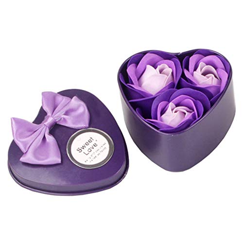 Decoracion de muebles, BaZhaHei, 3pcs corazón perfumado baño cuerpo pétalo rosa flor jabón boda decoración regalo mejor del Jabon de navidad 3 flores de decoración hogareña Hogar y vida