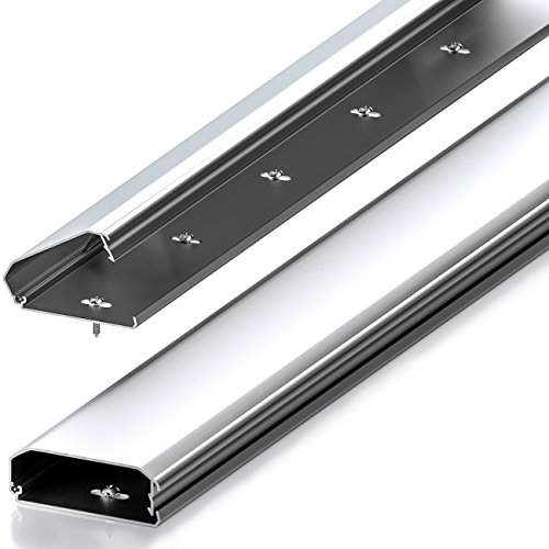 deleyCON Canaleta Universal para Cables y Líneas Aluminio de Primera Calidad Longitud 50cm Ancho 6cm Altura 2cm - Plata