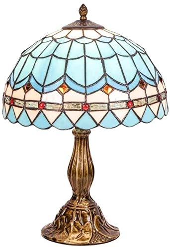 DIMPLEYA Lámpara Tiffany Lámpara De Mesa Tiffany Azul Vintage Lámpara De Escritorio para Estar * Vidrio Sala De Noche Lámpara Escritorio Manchado 30 47cm-predeterminado