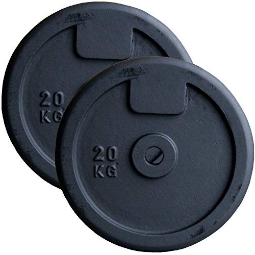 Discos de pesas (hierro fundido, 30 mm, 5, 10, 15 y 20 kg, 2 unidades de 20 kg)