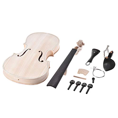 DIY 4/4 Tamaño Completo Natural Solid Wood Violin Violin Fiddle Kit con EQ Spruce Top Maple Cuello Diapotado Tapa de ébano (Color