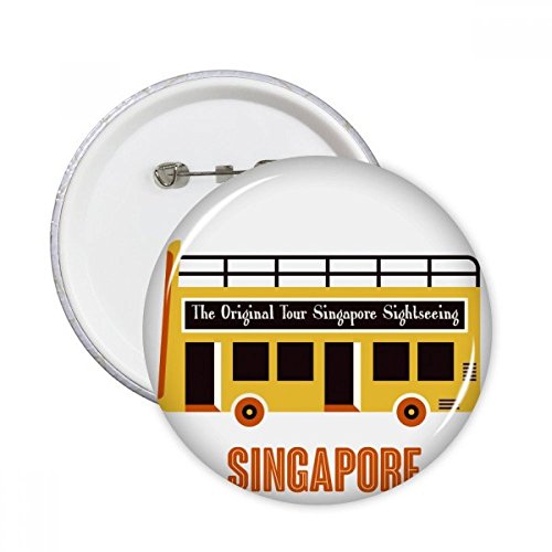 DIYthinker Botón Singapur Turismo de traslado en autobús pernos redondos insignia 5pcs regalo de la decoración Ropa Multicolor L