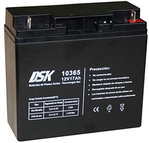 DSK 10365 - Batería plomo tecnología Gel 12V 17 Ah, Negro. Ideal para cualquier aparato de movilidad eléctrica
