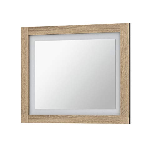duehome Espejo de Pared, Espejo Mural con Luna, Modelo Lara, Acabado en Color Cambria y Blanco, Medidas: 75 cm (Ancho) x 90 cm (Alto) x 3,5 cm (Fondo) duehome Espejo de Pared, Espejo Mural con Luna, Modelo Lara, Acabado en Color Cambria y Blanco, Medidas: 75 cm (Ancho) x 90 cm (Alto) x 3,5 cm (Fondo)