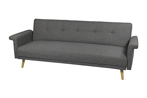 duehome - Sofa Cama Clic clac, Patas de Madera, Acabado en Tela Color Marengo, Medidas: 214 cm (Ancho) x 85 cm (Altura) 83 cm (Fondo)