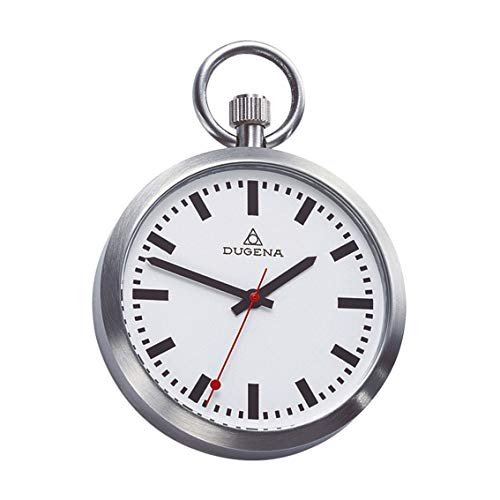 Dugena C335314 Reloj de bolsillo – Accesorio elegante para hombres cultivos – Caja de acero inoxidable satinado con cristal mineral plano – Incluye cadena (diámetro 43 x 9 mm)