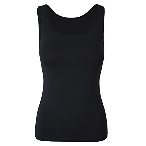 DYLH Camiseta Básica para Mujer con Sujetador Incorporado para IR a Gimnasio Fitness Deportes Yoga Camisetas Mujer Tirantes Negro XXL