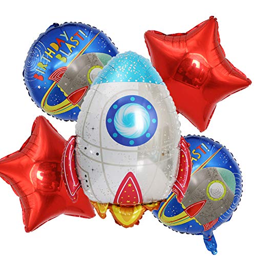 ED-Lumos Gigante Globos de Helio 5 Piezas Decoración para Fiesta de cumpleaños de los niños Modelo Nave del Espacio Estrella Globo Redondo