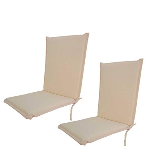 Edenjardi Pack 2 Cojines para sillón de jardín reclinable estándar Beige, Tamaño 92x42x4 cm, Desenfundable