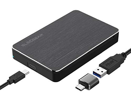ElecGear USB C 3.1 Gen2 Estuche para Disco Duro Externo de 2.5'' de 7mm a 15mm, Caja de Carcasa para SATA HDD y SSD, Hard Drive Enclosure Adaptador, UASP, Tipo A cable con A2C Convertidor