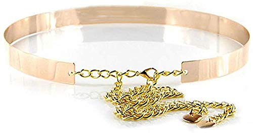 Encuadre Cintura Completa De Metal Ancho Placa Clásico De De Espejo De Mujer Cintura Elástica De Cintura Cadenas Hojas Cinturón De Plata Del Oro ( Color : Metallgürtel Gold , One Size : 3 cm )