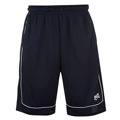 Everlast - Pantalones cortos de baloncesto para hombre, sueltos, ropa deportiva, Todo el año, Hombre, color azul marino, blanco, tamaño L