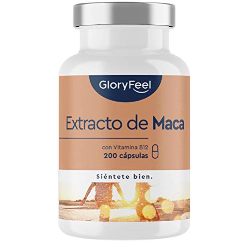 Extracto de Maca Andina 2.500mg + B12 Vitamina - 200 Cápsulas Veganas para 6+ meses - Mayor concentración 10:1 - Vitamina B12 para una mejor absorción - Aumenta Energía y Vitalidad