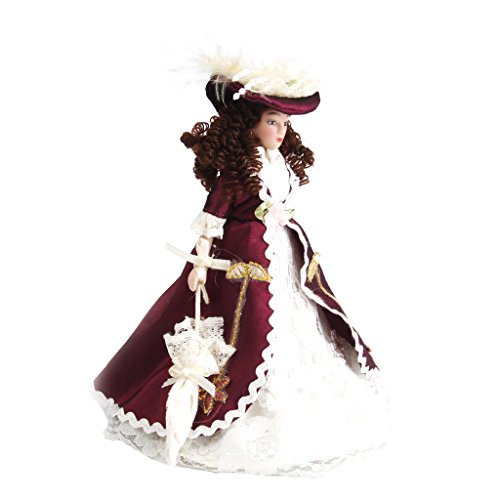 F Fityle Muñeca De Porcelana Miniatura Figura De Pueblo Victorian Lady Vestido Púrpura Vestido