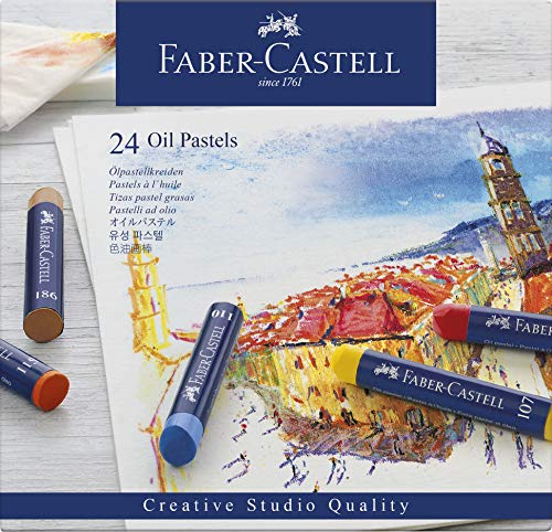 Faber-Castell 127024 - Estuche de cartón con 24 ceras pastel de aceite, multicolor
