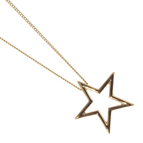 Fashion joyas: colgante en oro delicado estrella abierta medias (72 cm)