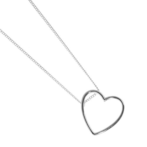 Fashion joyas: delicado plata medias abierta colgante de corazón (72 cm)