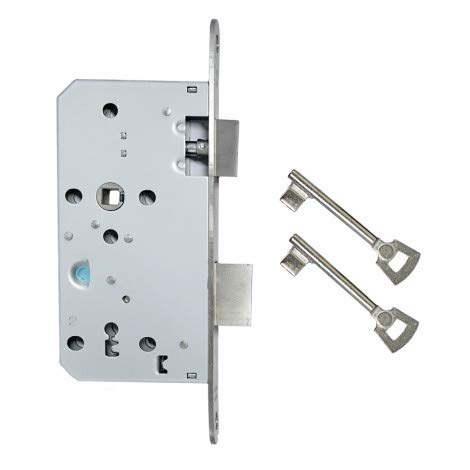 FELGNER Cerradura para puerta con cerradura de chapa galvanizada y chapa de acero inoxidable, tamaño del mandril: 55 mm, DIN a izquierda y derecha, tuerca de 8 mm, 2 llaves, distancia de 72 mm