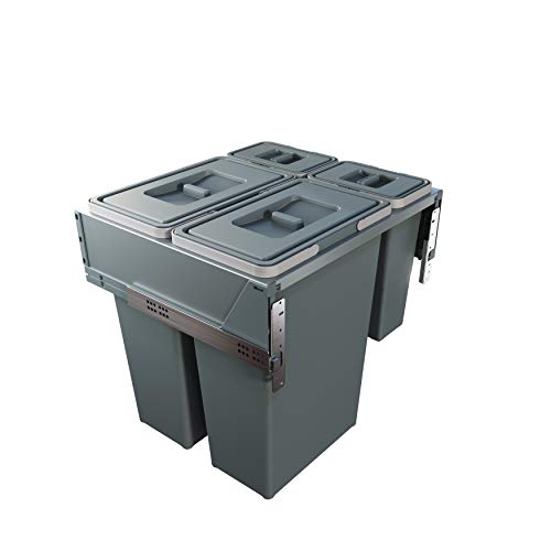 FELOMODE BLOCK 2.0 PBR A4760A - Cubo de basura de puerta delantera de gran capacidad, (2 x 35 l y 2 x 8 l, 54 x 48 x 56,3 cm)