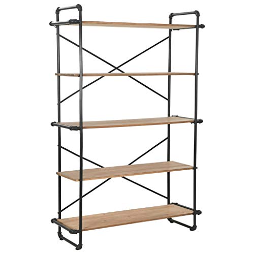 Festnight Estantería Librería de Madera de Abeto Maciza y Acero con 5 Estantes 120x42x180 cm Festnight Estantería Librería de Madera de Abeto Maciza y Acero con 5 Estantes 120x42x180 cm