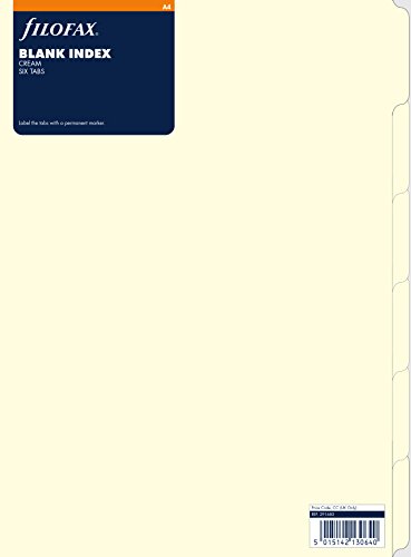 Filofax 291683 - Separadores para archivador (tamaño A4, en blanco, 6 divisiones), color crema