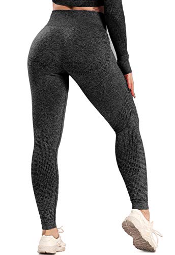 FITTOO Leggings Sin Costuras Mujer Pantalon Deportivo Alta Cintura Yoga Elásticos Seamless #6 Negro Medium