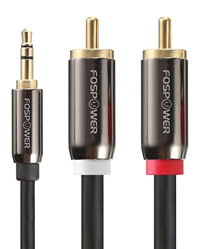 FosPower Cable de Audio RCA [7,62m/25ft] 3.5mm Macho a 2-Macho RCA [Izquierda/Derecha] Estéreo Audio Cable, Step Down Diseño Adaptador Cable