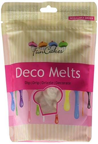 FunCakes Deco Melts Cobertura para Repostería Sabor Choco Blanco color Extra Blanco, para Cubrir, hacer Dripping o Dibujar en Dulces, Extreme White, 250g, FC43005