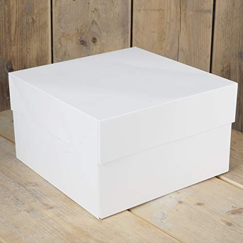 FunCakes FC0905 Caja para Tartas (33 x 33 x 15 cm, 25 Unidades), Color Blanco, Papel