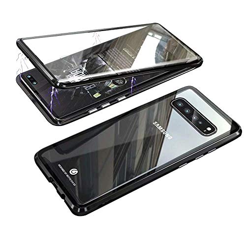 Funda Magnética para Samsung Galaxy S10 5G ( 6.7") Concha Estuche 360 Grados de Protección Caja Cubierta Antes y Trasera Pantalla Completa Transparente Vidrio Templado Cover Marco Metálico Carcasa