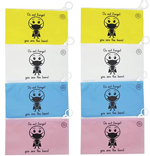 Funda para mascarilla Plegable 8uds 19x10,5cm, Impermeable con Cierre hermético, diseño Personalizado, para Bolso Bolsillo Coche, Set de 4 Colores Azul, Amarilla, Blanca y Rosa (Pack de 8 uds) Funda para mascarilla Plegable 8uds 19x10,5cm, Impermeable con Cierre hermético, diseño Personalizado, para Bolso Bolsillo Coche, Set de 4 Colores Azul, Amarilla, Blanca y Rosa (Pack de 8 uds)