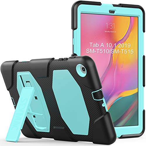 Funda para Samsung Galaxy Tab A 10.1 2019 (SM-T510/SM-T515), SEYMAC Heavy Duty Rugged Full Body a Prueba de Golpes con función Atril Integrado para Samsung Galaxy Tab A 10.1" (Azul Claro/Negro)