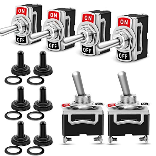 Gebildet 6 Piezas SPST Conmutador de Palanca con Gorra Impermeable DC 12V-24V/15A, Interruptor de Palanca ON/Off 2 Posiciones 2 Pin, para Auto Vehiculo Barco (Negro) Gebildet 6 Piezas SPST Conmutador de Palanca con Gorra Impermeable DC 12V-24V/15A, Interruptor de Palanca ON/Off 2 Posiciones 2 Pin, para Auto Vehiculo Barco (Negro)