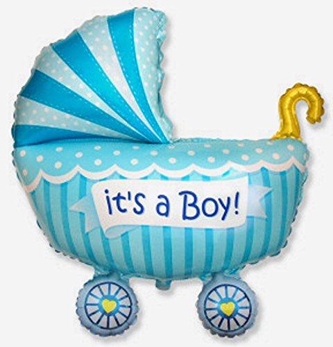 Globo Metalizado Foil EN Forma DE Carrito BEBÉ Azul, Texto It's A Boy Medida 89x74 CM Especial para Fiestas DE Baby Shower