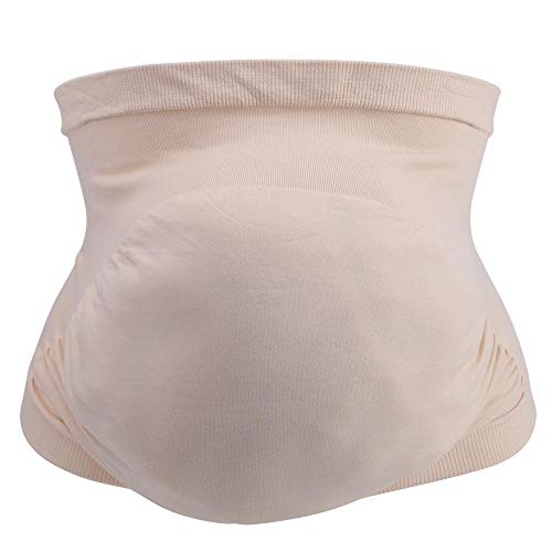 GLOGLOW Cinturón de Soporte, Banda de Soporte para el Vientre de Mujeres Embarazadas Cinturón de Panza Banda elástica sin Costuras Cuidado prenatal Ropa Embarazada(L-Beige)