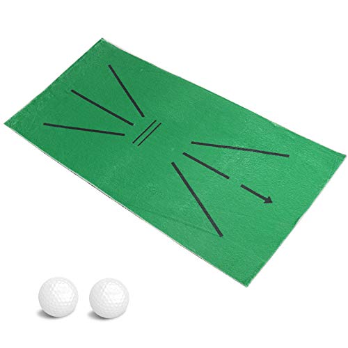 Golf Alfombrilla de Práctica para Detección de Swing Bateo, Mini Alfombra Portátil de Entrenamiento de Golf con Dos Pelotas, Esterilla para Práctica de Golf con Bandeja de Base de Goma