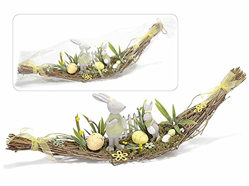 Gruppo Maruccia Centro de mesa de Pascua con conejos sobre base de madera, idea regalo para Pascua