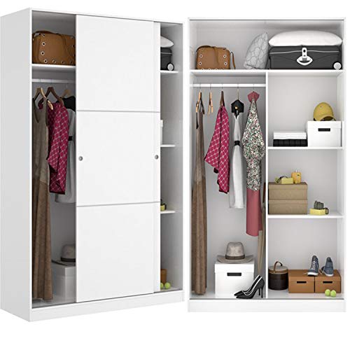 HABITMOBEL Armario Puertas correderas Estrella 120 cm de Ancho Alto 204cm Blanco Brillo