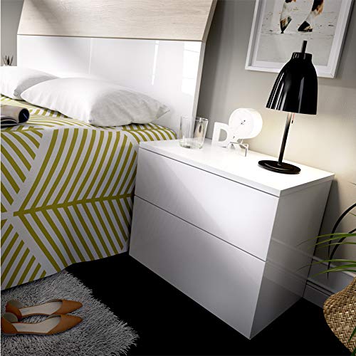 HABITMOBEL Mesita Dos cajones en Color Blanco. Medidas: Alto 42cm. Ancho 52cm. Fondo 34cm. HABITMOBEL Mesita Dos cajones en Color Blanco. Medidas: Alto 42cm. Ancho 52cm. Fondo 34cm.