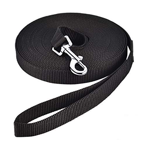 HAPPY HACHI Correa de Adiestramiento para Perros Larga Correas Nylon Resistente para Camping Paseo Longitud 10m Negro HAPPY HACHI Correa de Adiestramiento para Perros Larga Correas Nylon Resistente para Camping Paseo Longitud 10m Negro