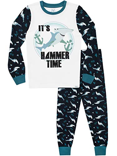 Harry Bear Pijamas de Manga Larga para niños Tiburones Ajuste Ceñido Azul 7-8 Años