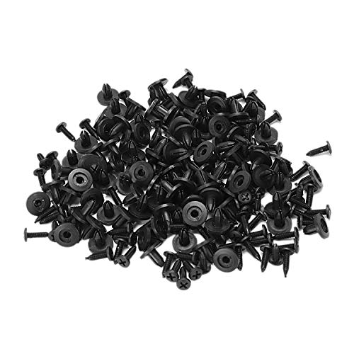 Haudang 100 remaches de plástico para coche, color negro, 15 x 13 x 6 mm