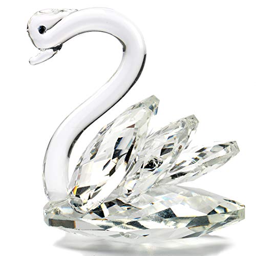 H&D HYALINE & DORA - Figura decorativa de cisne de cristal brillante para decoración de mesa de boda coleccionable